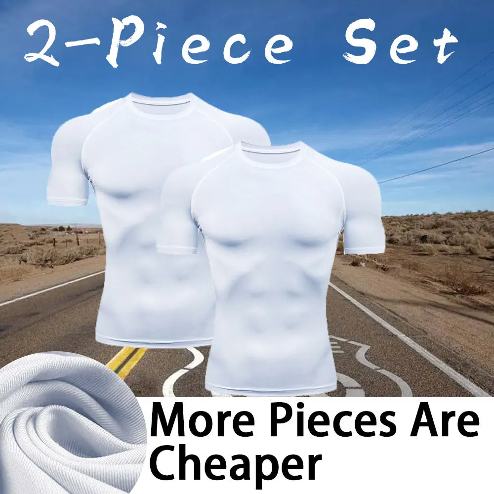 Men's Compression Shirts Summer Short Sleeves Tees T-shirt Gym Workout Fitness Running Tops Undershirts Baselayer Sportswear
