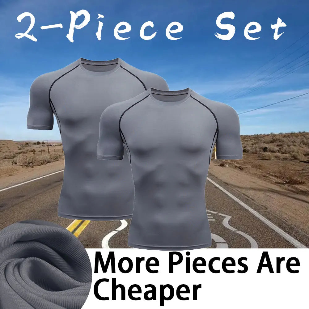 Men's Compression Shirts Summer Short Sleeves Tees T-shirt Gym Workout Fitness Running Tops Undershirts Baselayer Sportswear