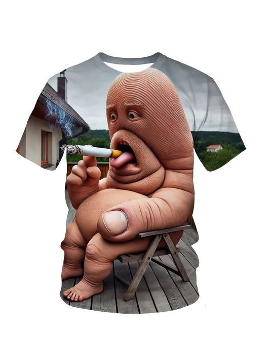 Men's T-shirt Funny Printed Pattern Short Sleeve Summer Outdoor Fashion Round Neck Tops Men's Clothing Abstract Art New Summer