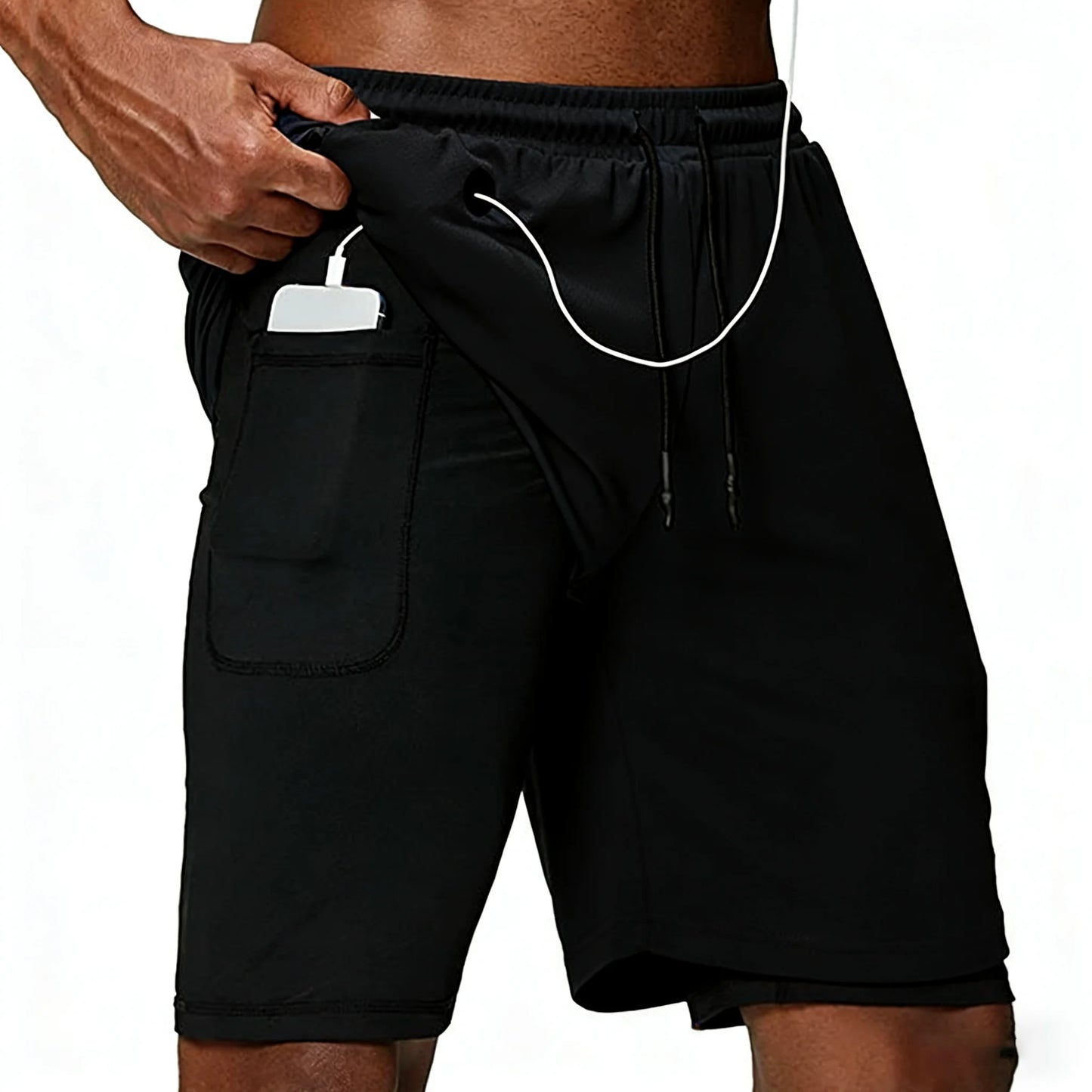 Casual Shorts Men Summer Sportswear Double-deck Male Shorts Gyms Fitness Homme Tracksuit Clothing Black Fashion Short Pants Men