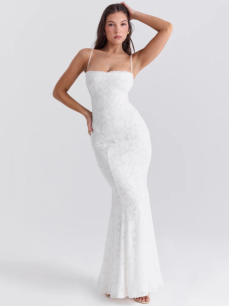 Articat-Women's Sexy Sleeveless Lace Patchwork Backless Bodycon Maxi Dress, Elegant Party Club Evening Dress, 2024 Summer