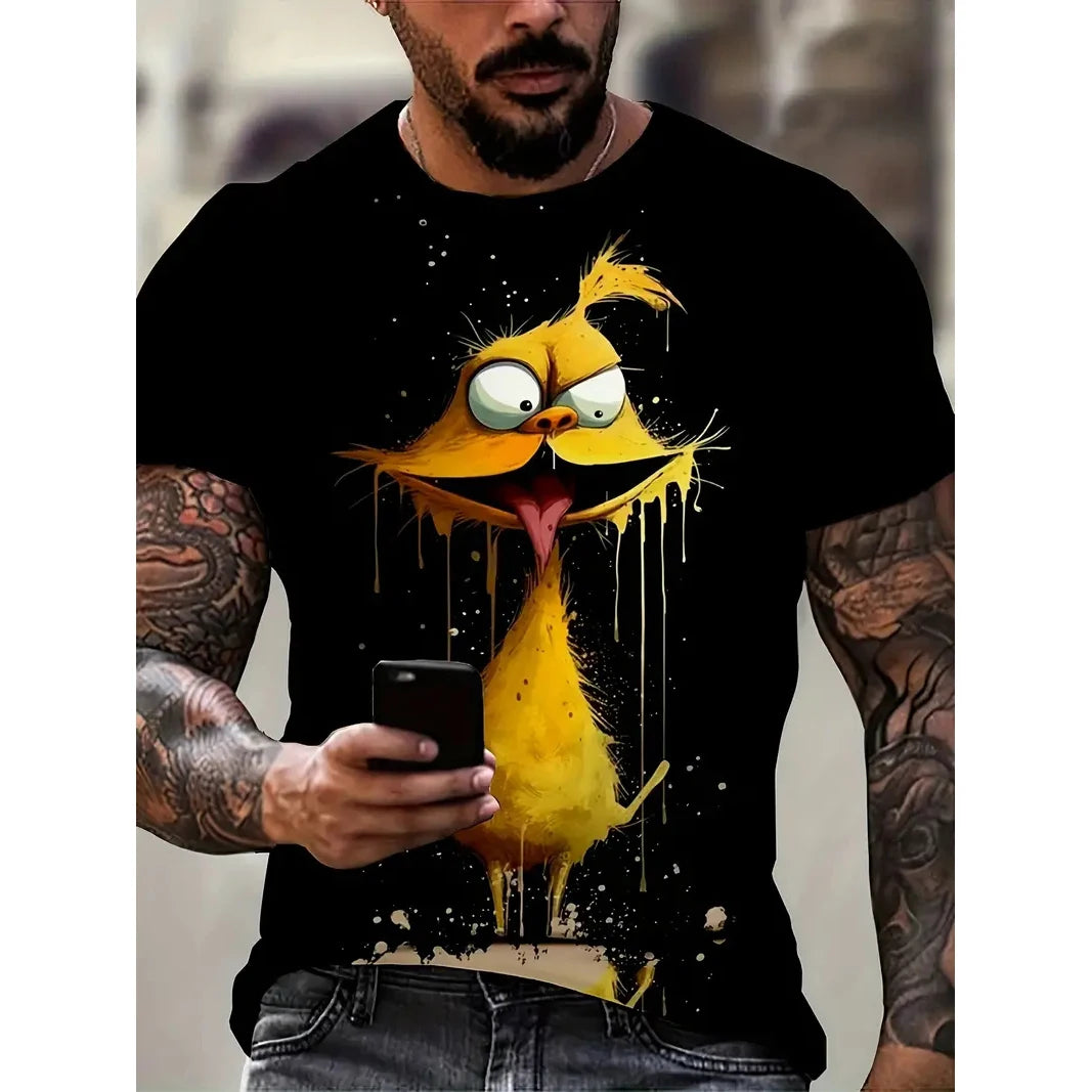 Funny 3D Animal Print Men's T Shirt Leisure Round Neck Short Sleeve Tops Street Hip Hop Style Summer Tees Fashion Loose Pullover
