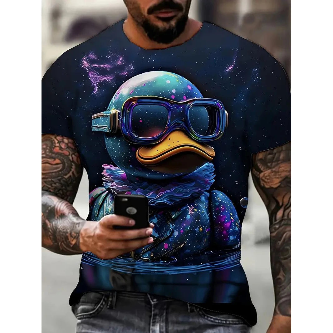 Funny 3D Animal Print Men's T Shirt Leisure Round Neck Short Sleeve Tops Street Hip Hop Style Summer Tees Fashion Loose Pullover
