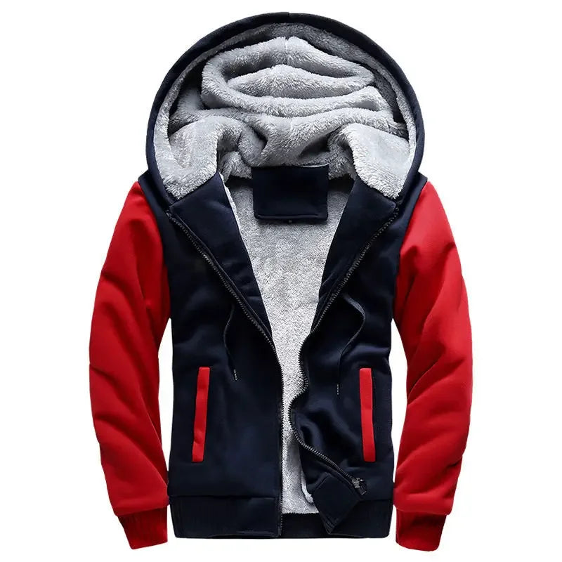 Btsukimi Fashion Men's Jackets Winter Hooded Coats Male Warm Sweatshirts Fleece Hoodie Slim Student Hoodies Outerwear 2026 Men's Clothing