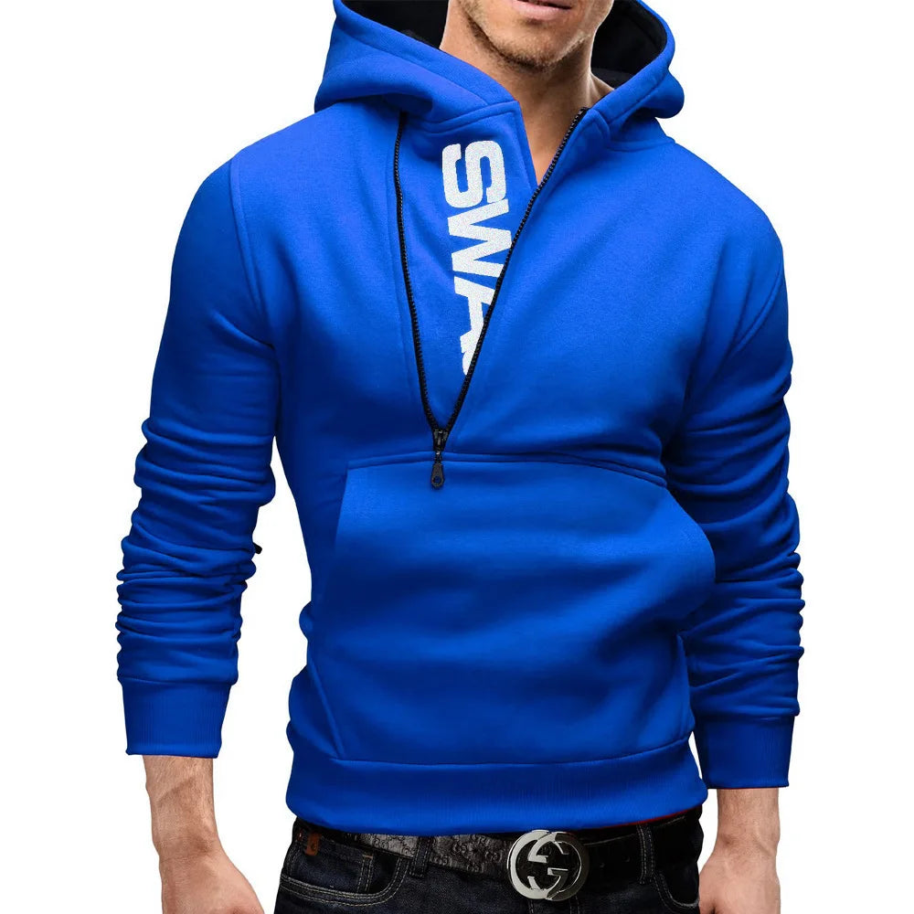 LETSNAGOU Men's Hoodies Long Sleeve Sweatshirts for Men Zipper Hooded Pullover High Neck Mens Sweatshirt Top Jacket Coat Black Sweater