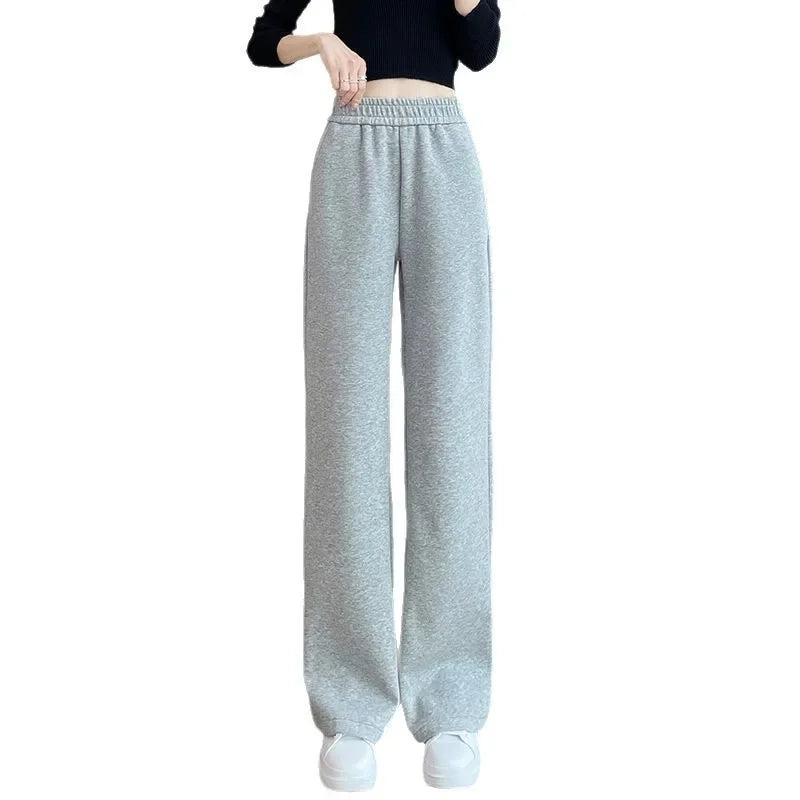 Grey Sports Wide Leg Pants Spring Autumn Thin Straight Casual Sweatpants Comfortable Fashionable Trousers