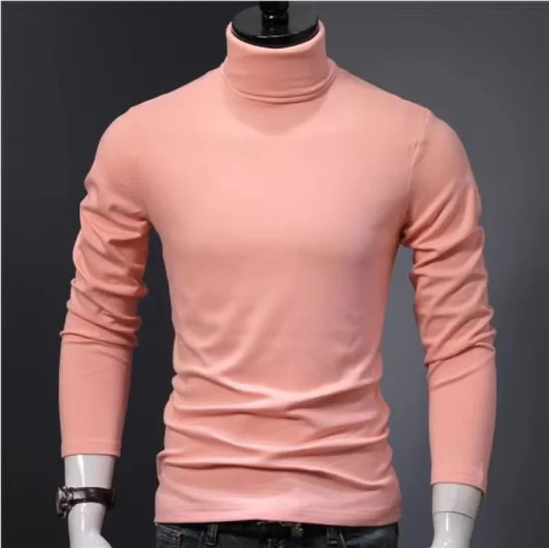 Men's Original Shirts Fall/Winter T-Shirt Fashionable Inner Wear for Men Slim Fit Turtleneck Shirt Solid Black Long Sleeve Shirt