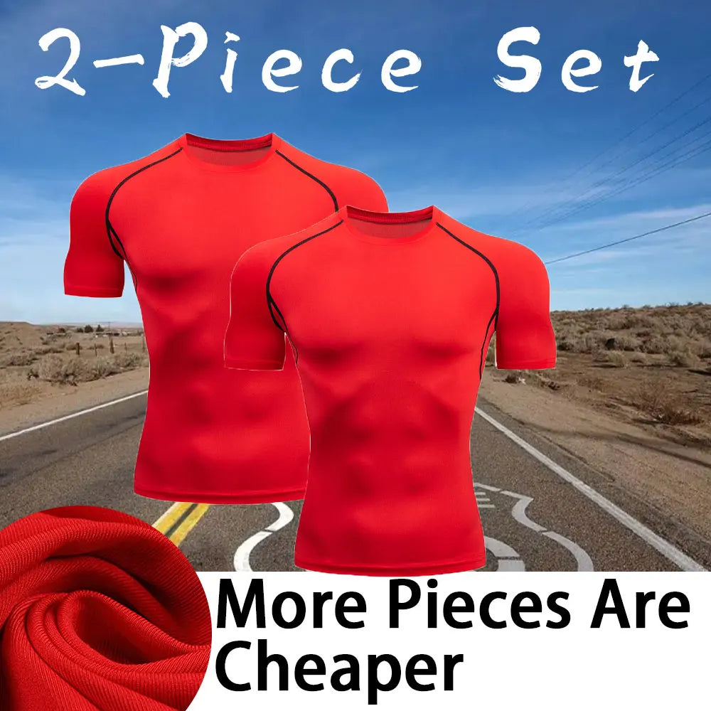 Men's Compression Shirts Summer Short Sleeves Tees T-shirt Gym Workout Fitness Running Tops Undershirts Baselayer Sportswear