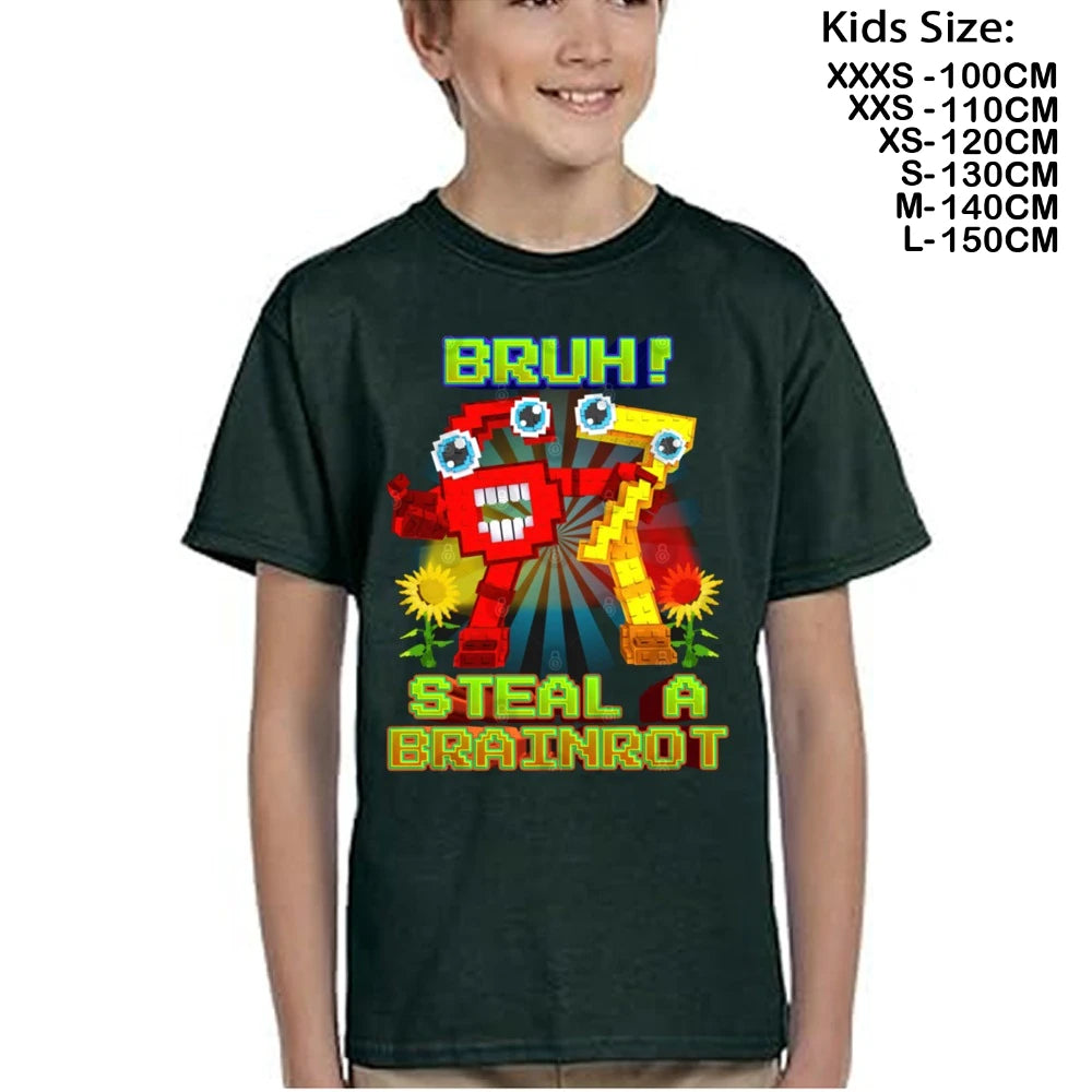 67 brainrot Meme Steal A BrainRot Italian Cartoon T-shirt  Kids Children Summer Cotton Casual Tshirts Funny Tees T Shirts