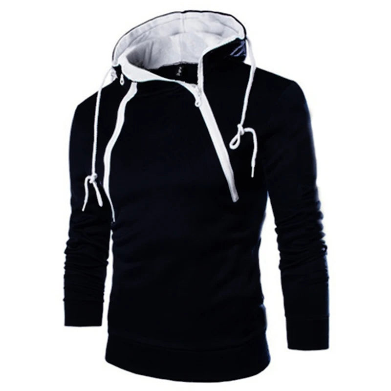 LETSNAGOU Men's Hoodies Long Sleeve Sweatshirts for Men Zipper Hooded Pullover High Neck Mens Sweatshirt Top Jacket Coat Black Sweater