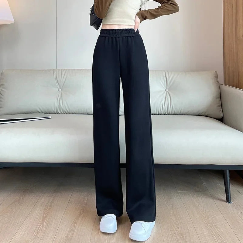 Grey Sports Wide Leg Pants Spring Autumn Thin Straight Casual Sweatpants Comfortable Fashionable Trousers