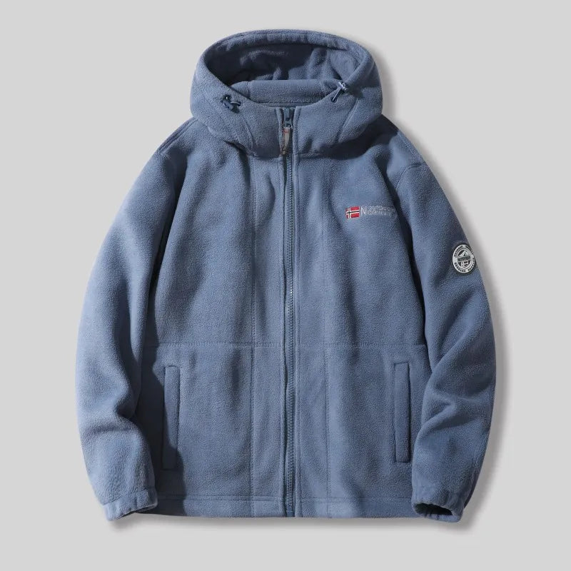 Ayrbao Winter New Men's Coat, Cold Resistant, Warm, Thick Fleece, Hooded Zipper, Loose Solid Color Jacket, Daily Casual Outdoor