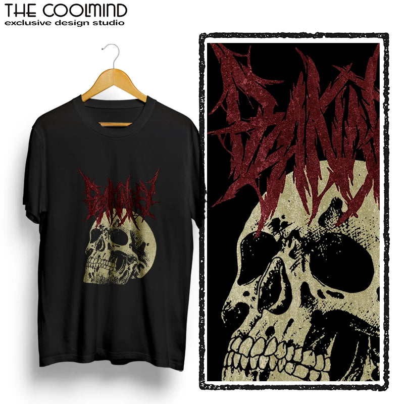 Coolmind U0009-T2 Skull Print Graphic Men T Shrit Exclusive Graphic Men Tshirt Loose Unisex Tee Shirts Men