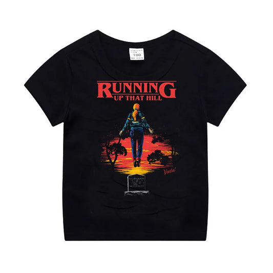 The Demogorgon Running Up That Hill T Shirt Boys Girls Kids Summer Cotton Short Sleeve Funny Cartoon Tshirt Graphic Tees Tops