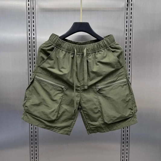 Men's Functional Workwear Short Shorts Hip Hop Summer Thin Outdoor Quick-Dry Beach Mid-Length Loose Fit Short Pants Streetwear