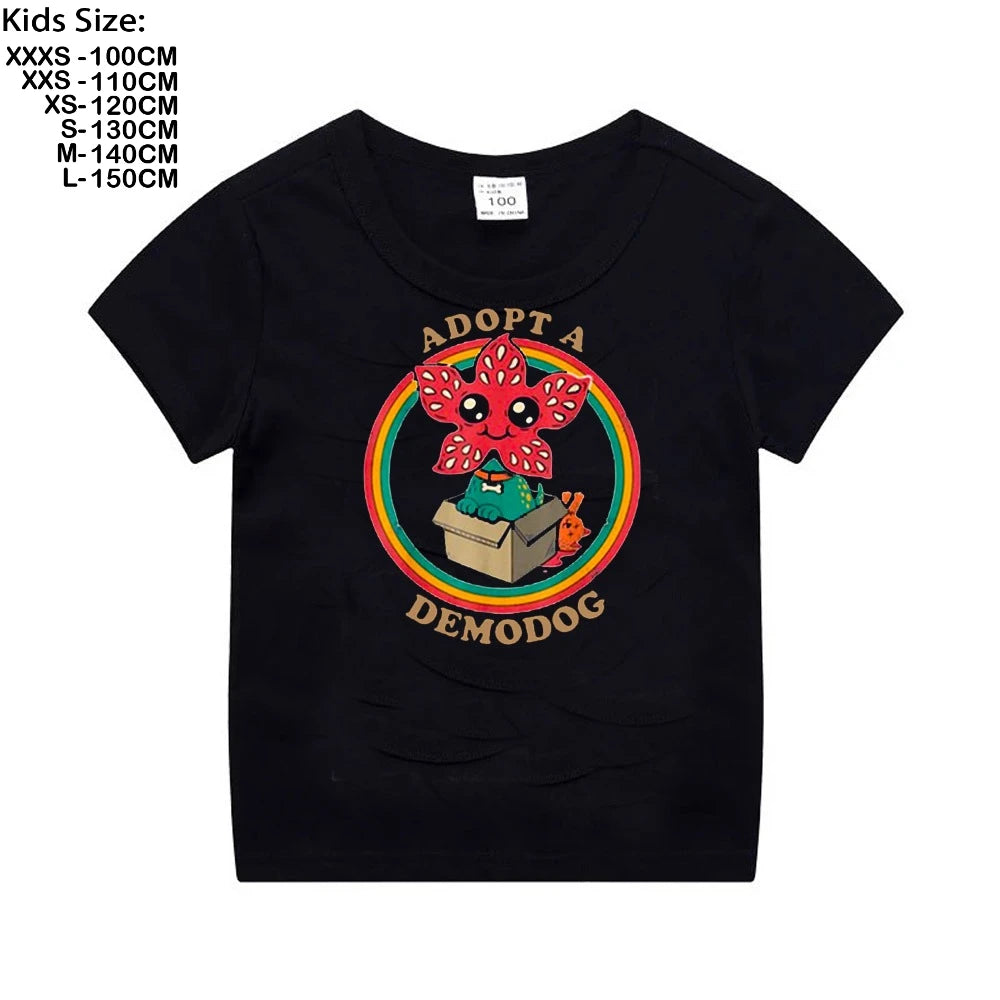 The Demogorgon Running Up That Hill T Shirt Boys Girls Kids Summer Cotton Short Sleeve Funny Cartoon Tshirt Graphic Tees Tops