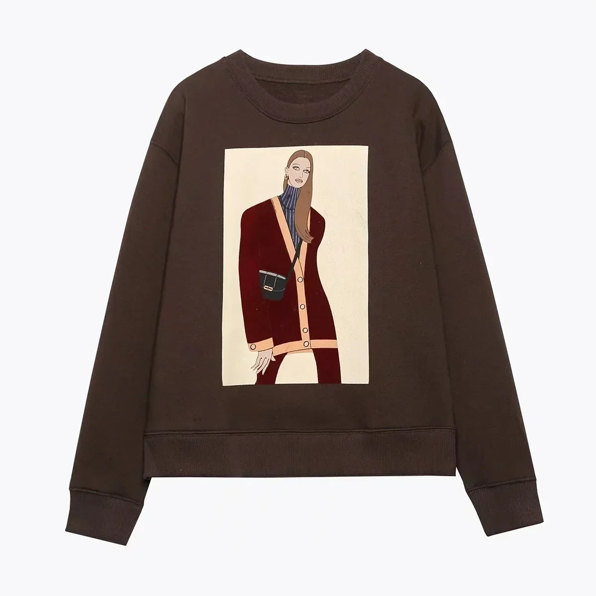 Women Sweatshirts 2023 New Fashion cotton Plush Girls Print Casual Sweatshirts Female O Neck Hoodies Chic Pullovers Tops