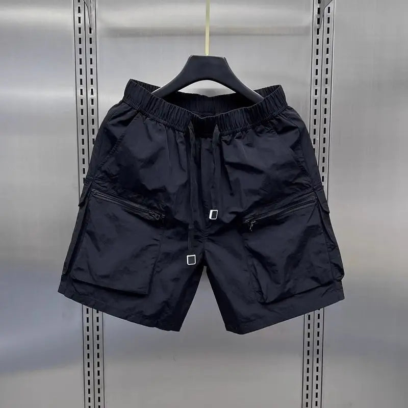 Men's Functional Workwear Short Shorts Hip Hop Summer Thin Outdoor Quick-Dry Beach Mid-Length Loose Fit Short Pants Streetwear