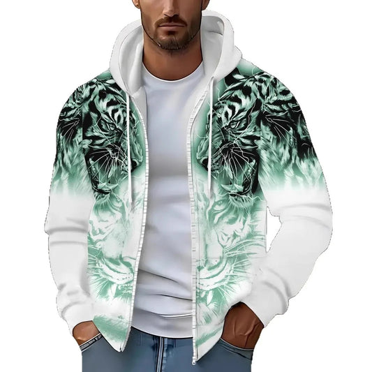 Street Style Men's Hoodies Versatile Printed Casual Man's Hoodies Zipper Jackets Men's Sweatshirts Casual Zipper Cardigans Gifts