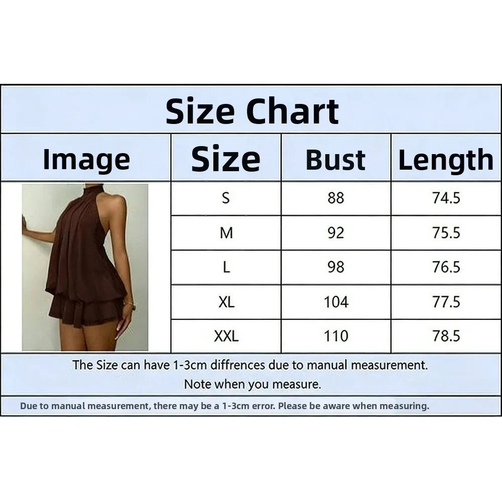 New Halter Tie Party Dress Backless Chiffon Going Out Dresses Sleeveless Ruffle Brunch Outfit