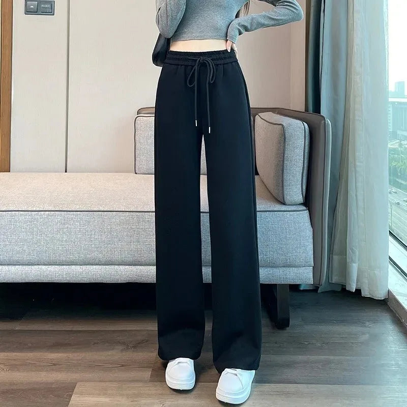 Grey Sports Wide Leg Pants Spring Autumn Thin Straight Casual Sweatpants Comfortable Fashionable Trousers