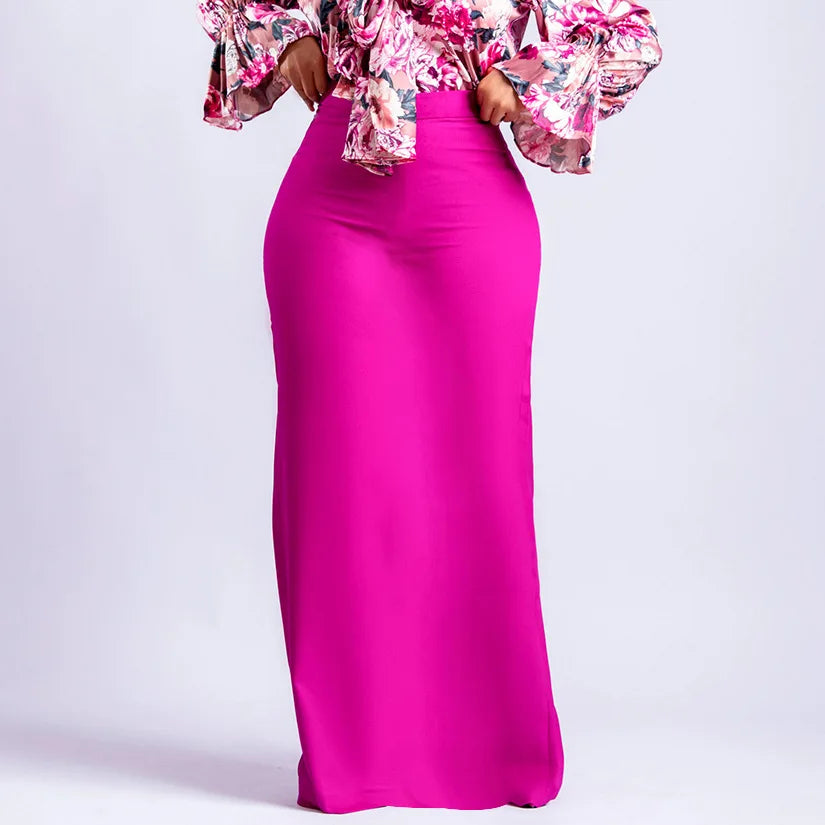 Elegant Long Skirts for Women High Waisted Solid Sheath Floor Length Female Birthday Party Dinner Wear Long Skirts Clothes 2024