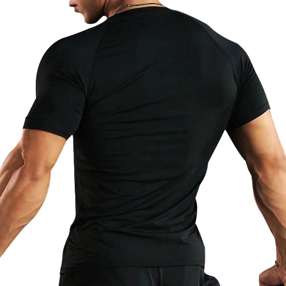 Men Compression Running T Shirts Shapewear Fitness Tight Short Sleeves Body Shaper Training Jogging Shirts Gym Sportswear