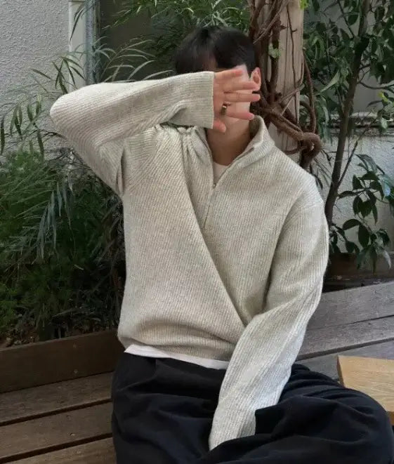 American Style Knitted Zipper Sweater