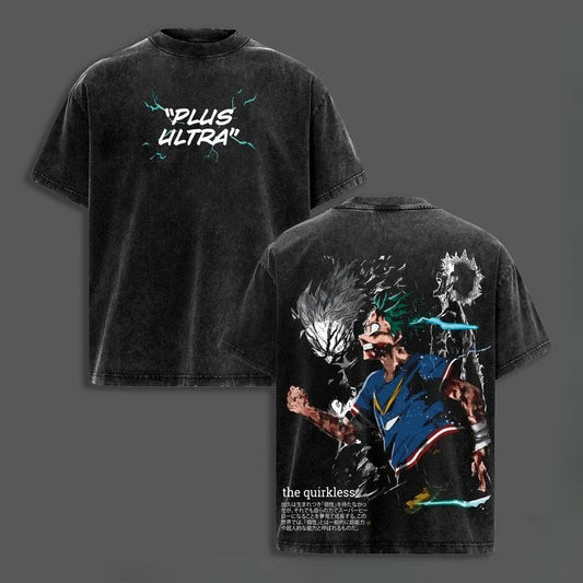 Midoriya Izuku Deku Print T-shirt Anime My Hero Academia Clothing Men Women Cotton Tshirts Retro Washed T Shirt Harajuku Tops