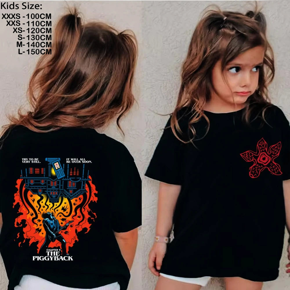 The Demogorgon Running Up That Hill T Shirt Boys Girls Kids Summer Cotton Short Sleeve Funny Cartoon Tshirt Graphic Tees Tops