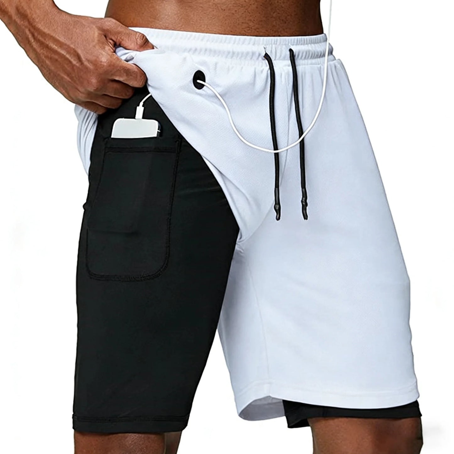 Casual Shorts Men Summer Sportswear Double-deck Male Shorts Gyms Fitness Homme Tracksuit Clothing Black Fashion Short Pants Men