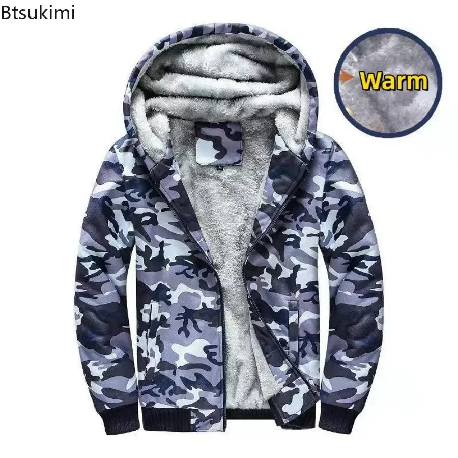 Btsukimi Fashion Men's Jackets Winter Hooded Coats Male Warm Sweatshirts Fleece Hoodie Slim Student Hoodies Outerwear 2026 Men's Clothing