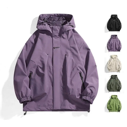 Men's Hooded Solid Color Thin Jacket For Outdoor Hiking Hunting Fishing Windproof And Waterproof Printed With Logo