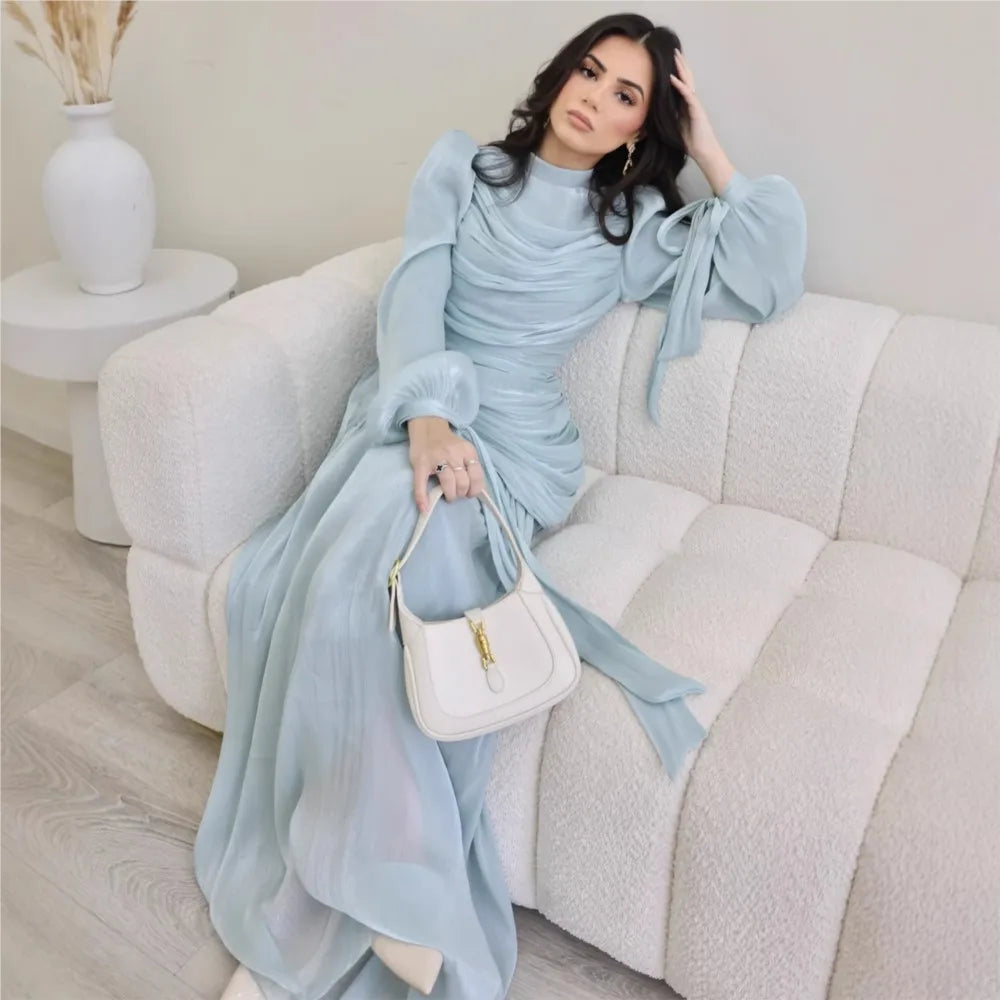 2026 Dresses For Woman Elegant Round Neck Long Sleeve Dress Solid Color Elegant Temperament Vestidos Simple Style Robe Vacation