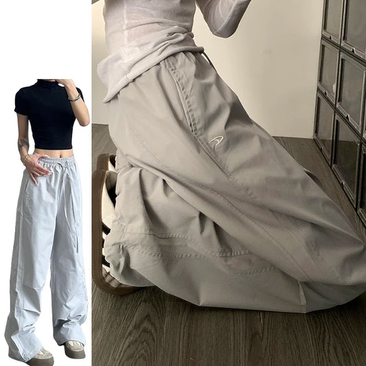 American High Street Style Women's Cargo Pants Spring Summer 2026 New Slimming Drapey Loose Sweatpants Folded Hem