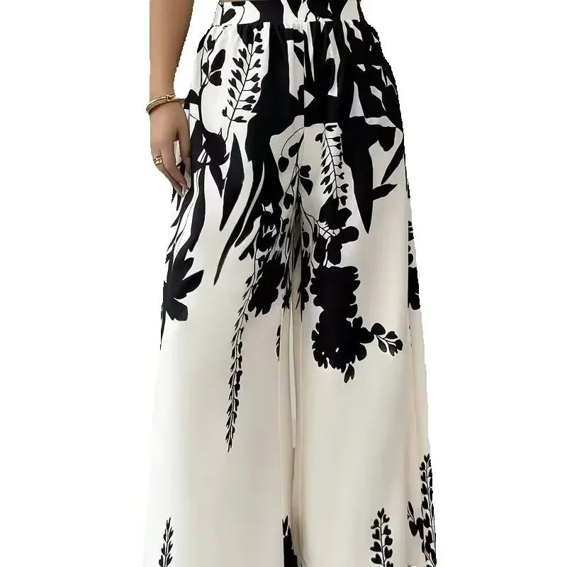 Dresses For Women Black And White Flowers Print Long Sleeve Ruffled Collar Elegant Dress Lace Up A-Line Dress 2026 Spring New
