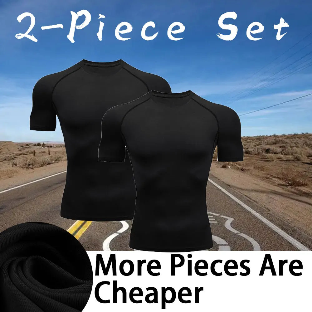 Men's Compression Shirts Summer Short Sleeves Tees T-shirt Gym Workout Fitness Running Tops Undershirts Baselayer Sportswear