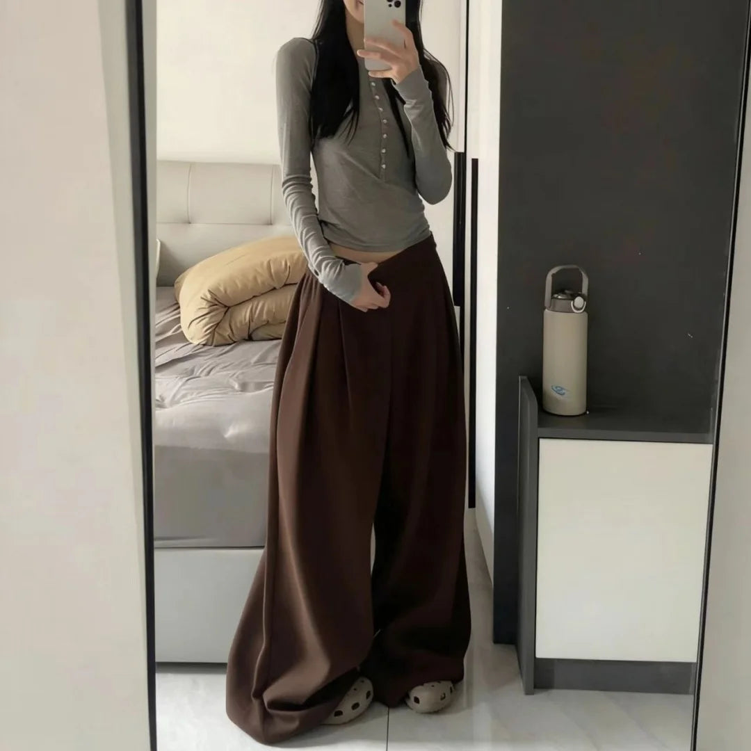 Oversized Grey Black Sweatpants Y2K Korean Streetwear Loose Casual Jogger Pants High Waist All Match Drawstring Trousers