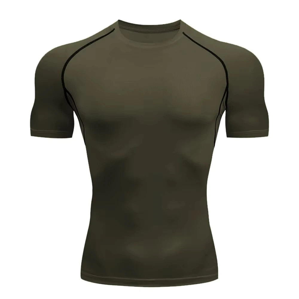 Men's Compression Shirts Summer Short Sleeves Tees T-shirt Gym Workout Fitness Running Tops Undershirts Baselayer Sportswear