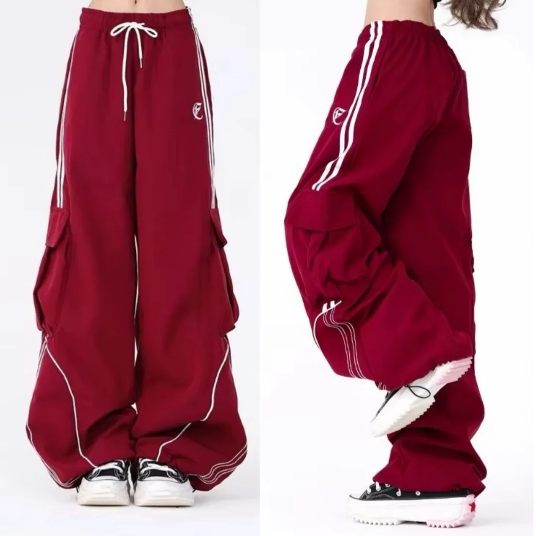 Oversized Grey Black Sweatpants Y2K Korean Streetwear Loose Casual Jogger Pants High Waist All Match Drawstring Trousers