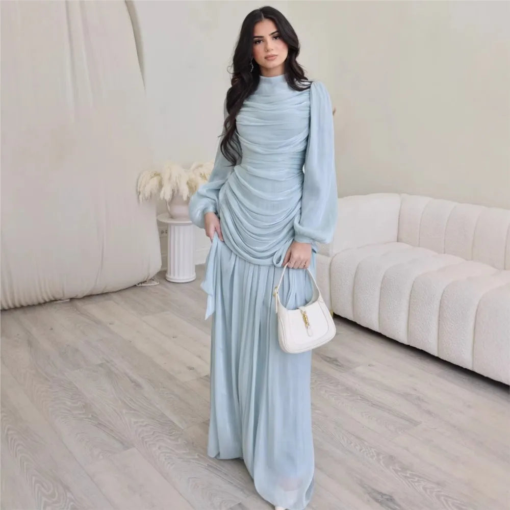 2026 Dresses For Woman Elegant Round Neck Long Sleeve Dress Solid Color Elegant Temperament Vestidos Simple Style Robe Vacation