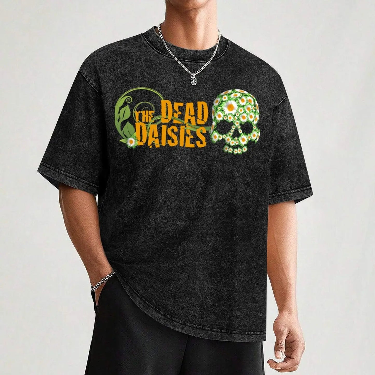 Retro The Dead Daisies Skull Hard Metal T-Shirt Christmas Theme Tee Top