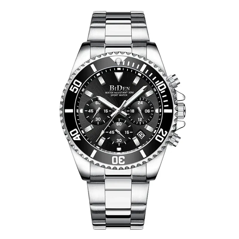 Men's Quartz Watch with Waterproof Steel Strap