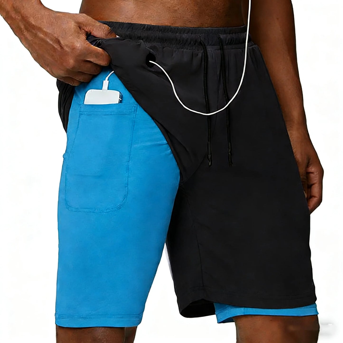 Casual Shorts Men Summer Sportswear Double-deck Male Shorts Gyms Fitness Homme Tracksuit Clothing Black Fashion Short Pants Men