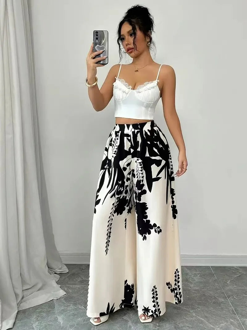 Dresses For Women Black And White Flowers Print Long Sleeve Ruffled Collar Elegant Dress Lace Up A-Line Dress 2026 Spring New
