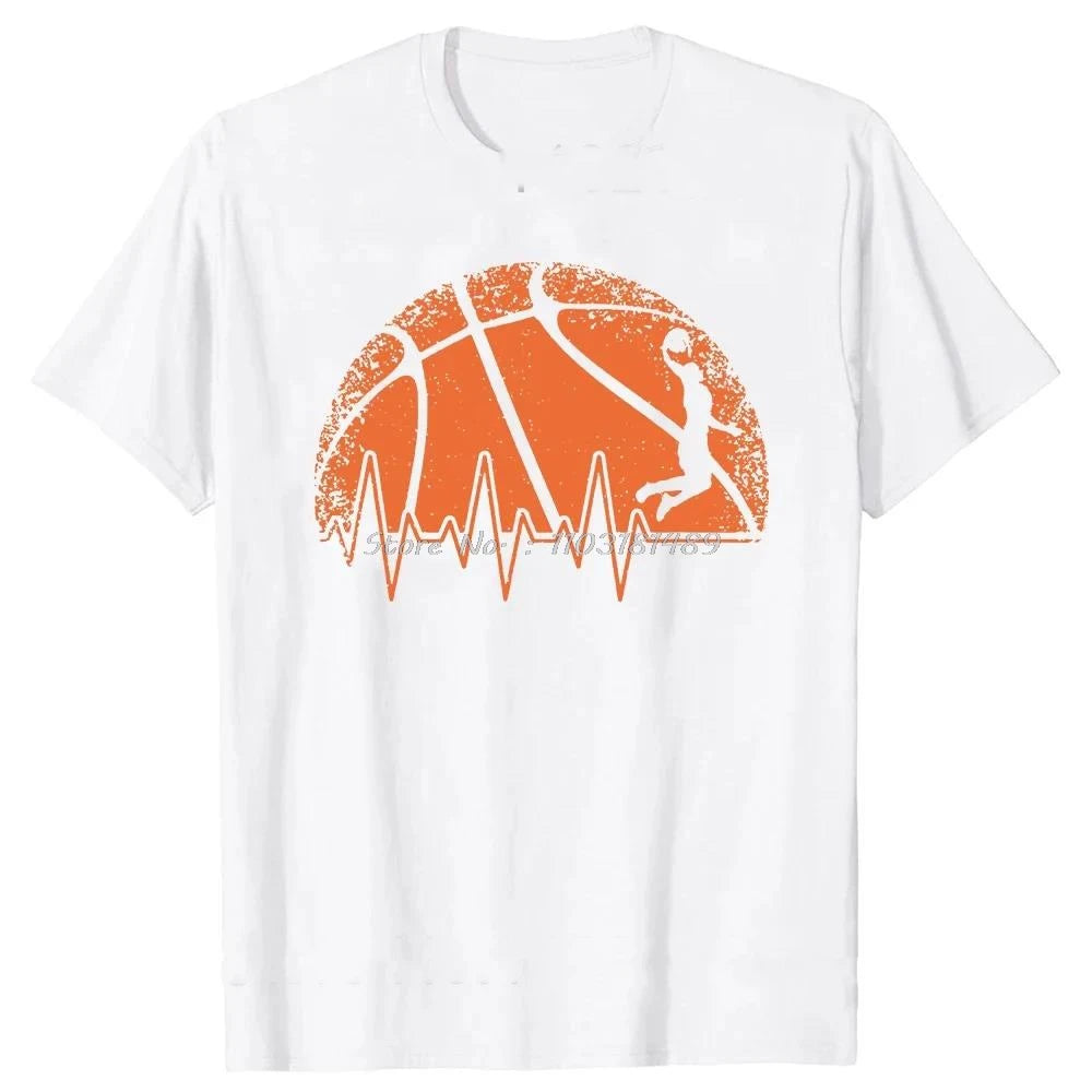 Men Clothing Basketball Heartbeat TShirt Men Birthday Gifts Short Sleeves Funny Tees Fashion Graphic Tshirts Sport Lover