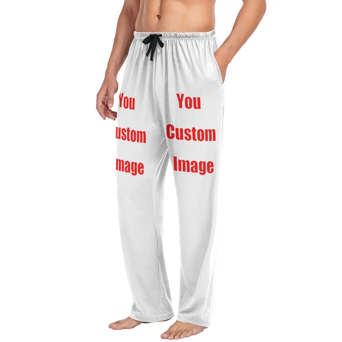 Loose Men's Pajama Pants Man Custom Image Design Home Sleepwear Spring Autumn Trousers For Men Pijama Elastic Long Pants pyjama