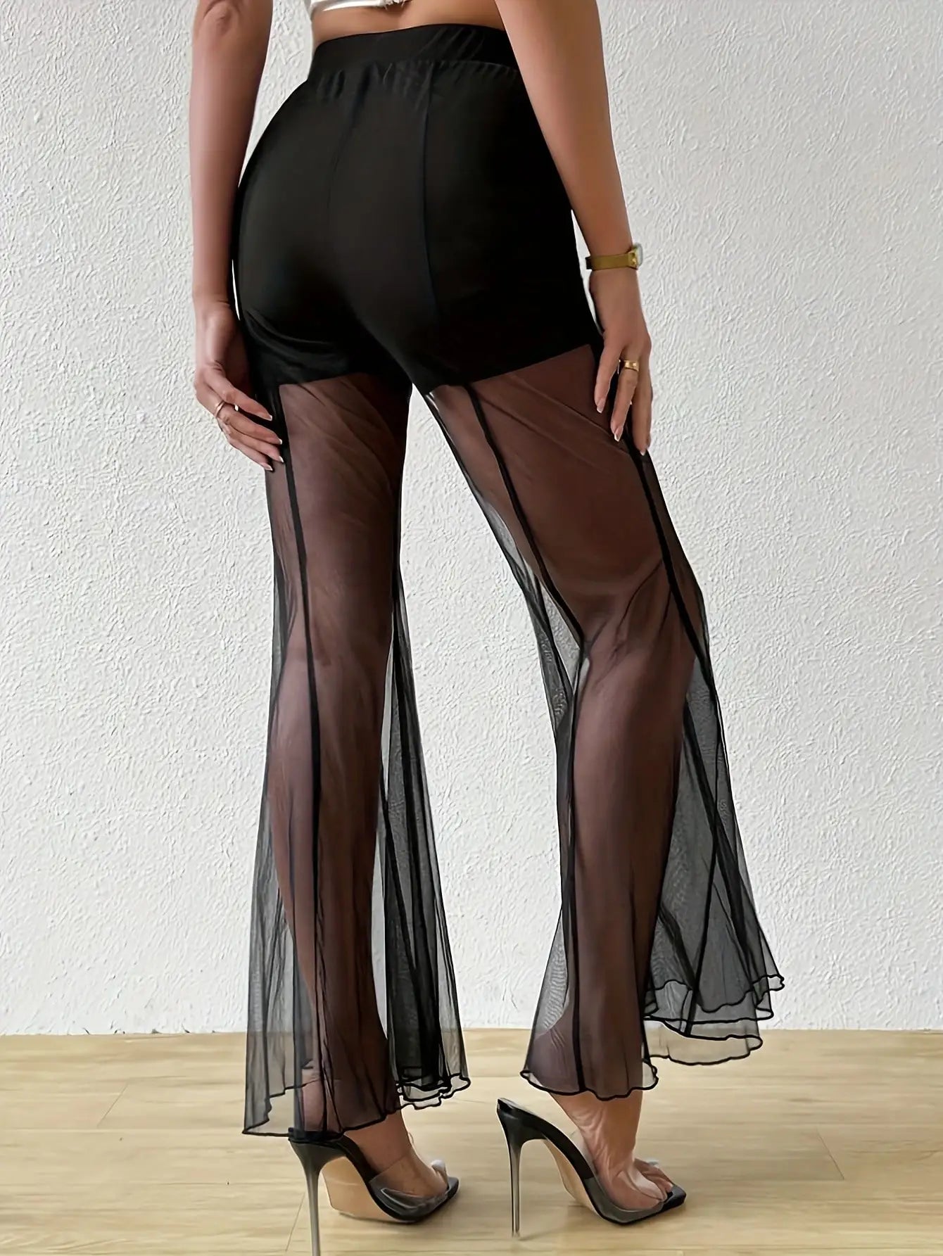 Mature Dark Sexy Cool Wide Leg Flared Pants Fashionable Outfit Perspective Style