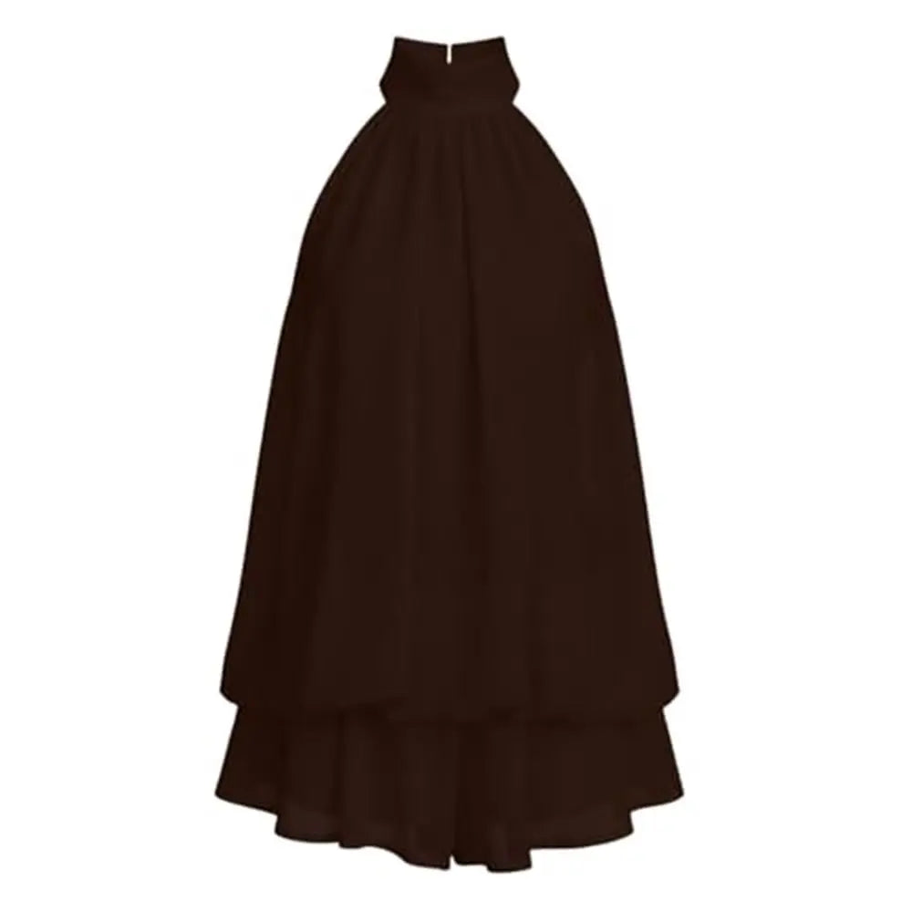 New Halter Tie Party Dress Backless Chiffon Going Out Dresses Sleeveless Ruffle Brunch Outfit
