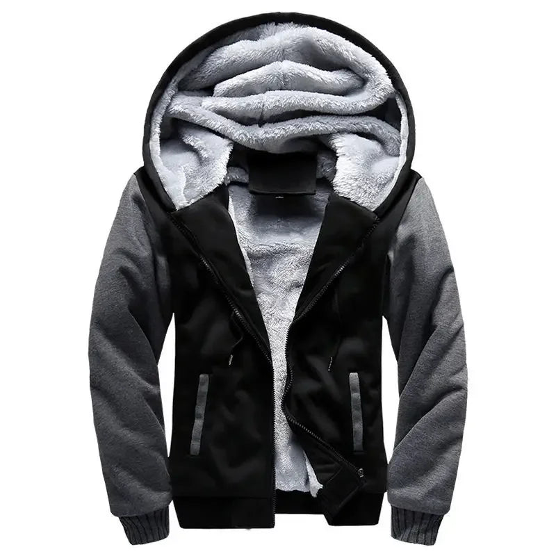 Btsukimi Fashion Men's Jackets Winter Hooded Coats Male Warm Sweatshirts Fleece Hoodie Slim Student Hoodies Outerwear 2026 Men's Clothing